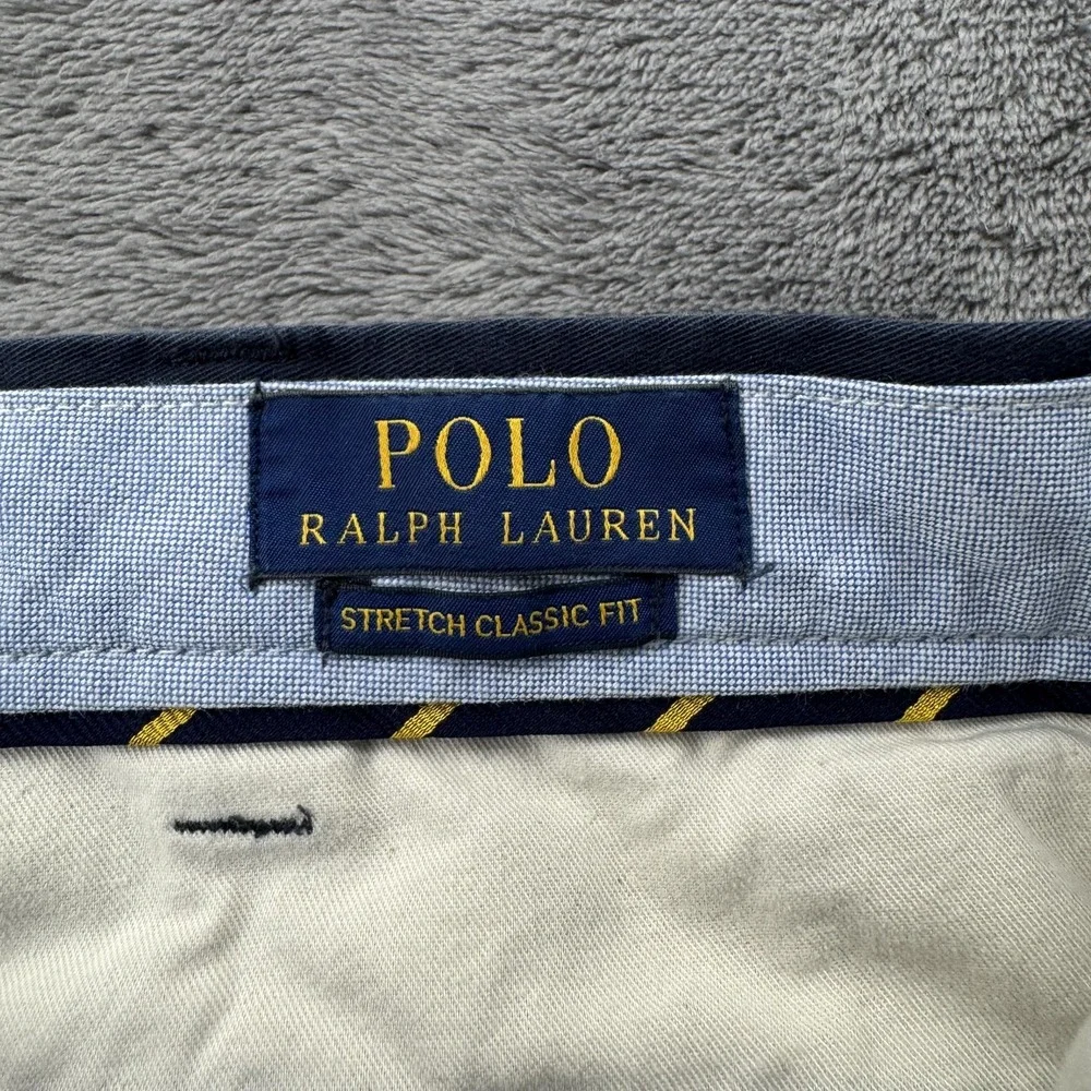 Polo Ralph Lauren Chino Pants Men Fits 39x34 Navy Blue Stretch Classic Fit Twill